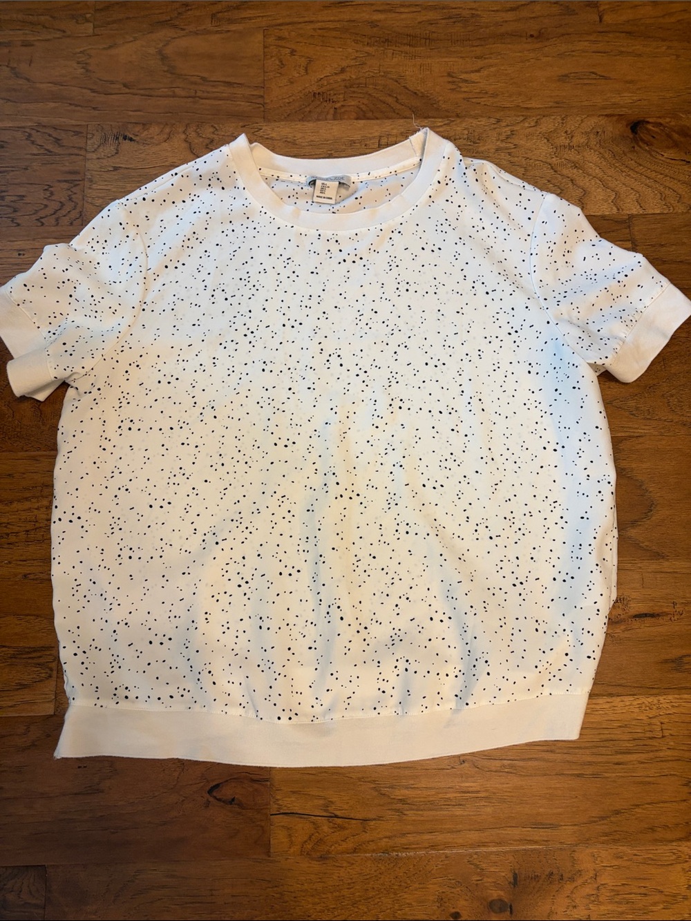 Rachel Zoe White Short-Sleeve Speckled Crewneck Top